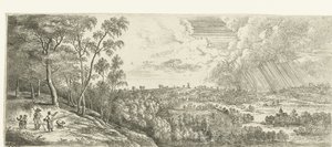 Paysage avec une averse