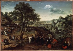 Paysage avec une fête campagnarde - Lucas van Valckenborch