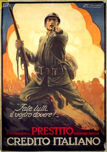 Affiche de propagande italienne de la Première Guerre mondiale pour les obligations de guerre