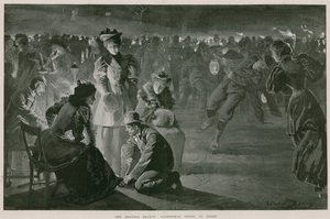La saison du patinage : Hampstead Ponds la nuit (litho)