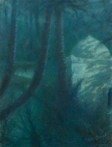 La Palmeraie, Marrakech, au clair de lune - Lucien Levy Dhurmer