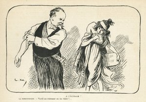 Illustration dans Le Rire, 01/02/13 - Au travail - Médical, Président de la République, Constitution, Viol - Poincaré Raymond - Déformations physiques