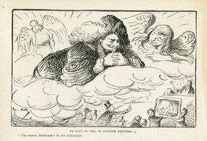 Illustration dans Le Rire, 21/06/13 - Du haut du ciel, son dernier lieu de repos (gravure) - Lucien Metivet