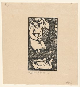 Fille et deux canards