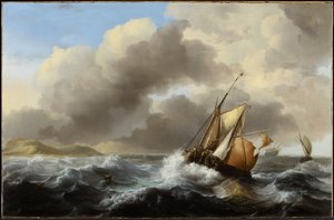 Bateaux de pêche au large dans une mer agitée, 1864 - Ludolf Backhuysen