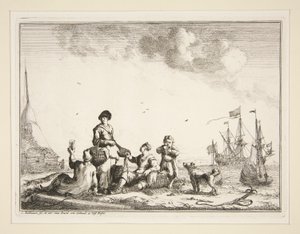Port avec Marins et un Vendeur de Poissons - Ludolf Backhuysen