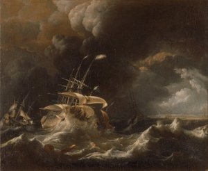 Navires marchands néerlandais dans une tempête - Ludolf Bakhuizen