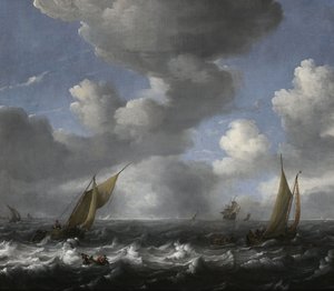 Paysage marin avec bateaux de pêche - Ludolf Bakhuizen