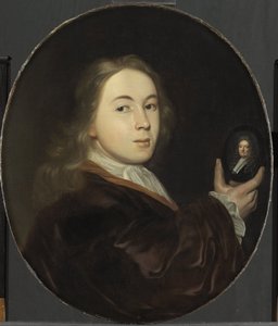 Johannes Bakhuysen (1683-1731) avec un portrait miniature de son père Ludolf