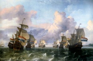 Aile hollandaise de la Compagnie des Indes. Peinture de Ludolf Backhuysen