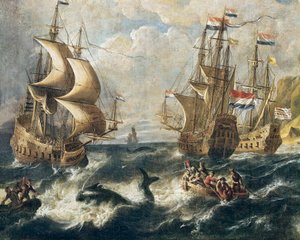 La peche a la baleine (detail) - Ludolf I Backhuysen