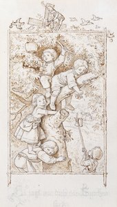 Chasse aux prunes avec des moineaux; Ei jagt mir doch die Spatzen fort - Ludwig Adrian Richter