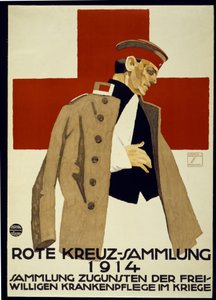 Campagne de collecte de fonds pour la Croix-Rouge allemande, pub. 1914 (lithographie en couleur) - Ludwig Hohlwein