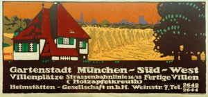 Gartenstadt Munich-Sud-Ouest / Places de villas / Ligne de tramway 16/18 / Villas finies (Holzapfelkreuth) / Société de logement