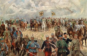 Les monarques alliés avec leurs commandants pendant la Première Guerre mondiale