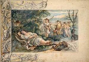 Diane endormie avec des compagnes - Ludwig Sigismund Ruhl