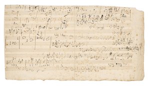 Manuscrit musical autographe, une esquisse pour le mouvement lent du Quatuor à cordes en do, Op.59, No.3, le troisième quatuor "Razumovsky", Vienne, c.1806 - Ludwig van Beethoven