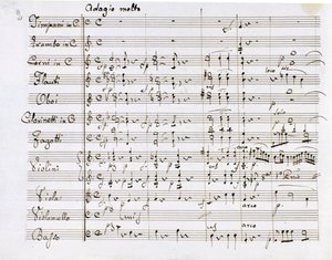 Page de partition de la Symphonie n° 1 en do majeur du compositeur allemand Ludwig van Beethoven (1770-1827) (1799-1800) Milan, Biblioteca del Conservatorio - Ludwig van Beethoven