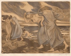 Une jeune fille au bord de la mer - Ludwig von Hofmann