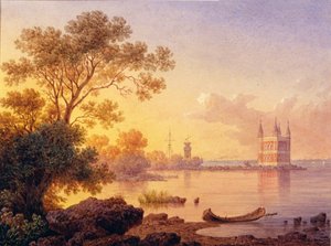 Vue sur le pavillon rose à Peterhof