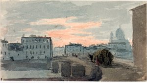 Vue du pont de la Carraia, Florence (aquarelle) - Luigi Garibbo