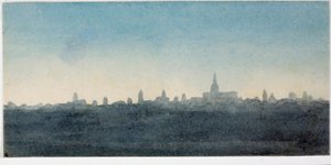 Vue de la ville de Florence, profil des maisons et des monuments (aquarelle)
