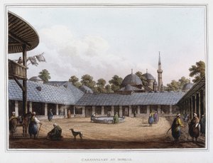 Campement à Borgas. Dans « Vues des dominions ottomans, en Europe, en Asie, et certaines îles de la Méditerranée » d
