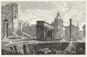 La Colonne de Phocas sur le Forum Romain - Luigi Rossini