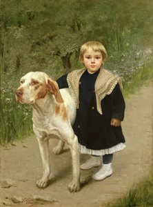 Jeune enfant et un grand chien