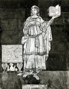 Détail de pavage représentant la Sibylle phrygienne (marbre) - Luigi di Rugieri