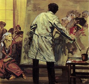 Eugène Delacroix a passé un an et demi à peindre "Le massacre de Scio" (lithographie en couleurs).