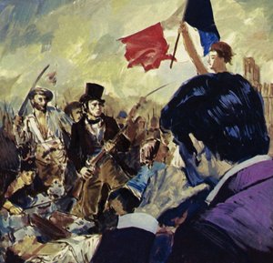 La Révolution française a inspiré à Eugène Delacroix le tableau La Liberté guidant le peuple français (lithographie couleur)