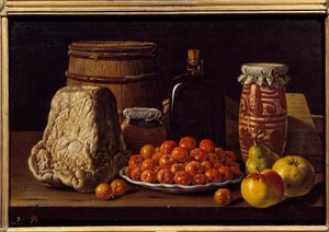 Fromage, fruits et récipient - Luis Egidio Menendez or Melendez