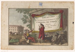 Page de titre avec toreros et une peau de taureau - Luis Fernandez Noseret