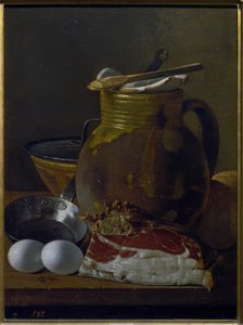 Nature morte avec jambon, œufs et récipients - Luis Meléndez
