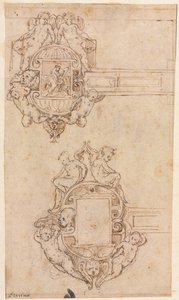 Conception pour des charnières décoratives recto, milieu des années 1500 - Luzio Romano