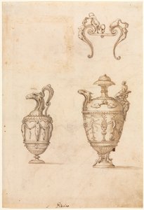 Conception pour deux vases et un ornement recto, milieu des années 1500