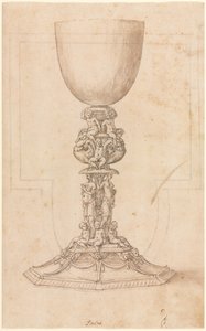 Conception pour un calice recto Plan architectural verso, milieu des années 1500