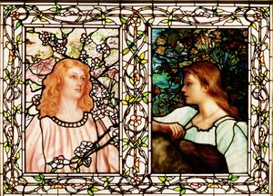 Printemps et Automne, fabriqué par Tiffany Glass & Manufacturing Co., vers 1892 - Lydia Field Emmett