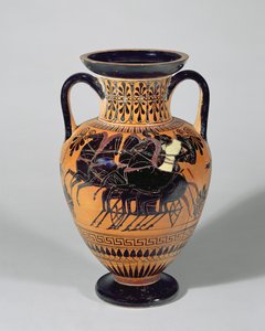 Amphore attique à figures noires représentant un char à roues, 520-500 av. J.-C. - Lysippos