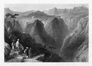 Mont Liban, au-dessus de la vallée de Kedesha, ou Vallée Sainte, Liban, 1841