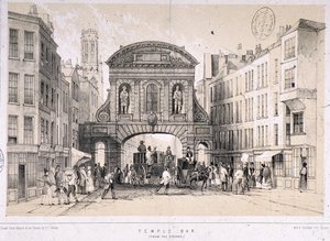 Temple Bar, Londres, vers 1845
