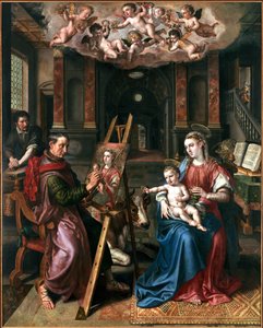 Saint Luc dessinant la Vierge, 1602 - Maerten Vos de