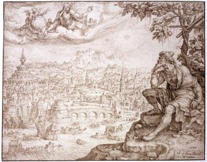Jonas, assis sous la courge, contemple la ville de Ninive, 1566
