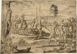 Tir sur le cadavre de son père - Maerten van Heemskerck