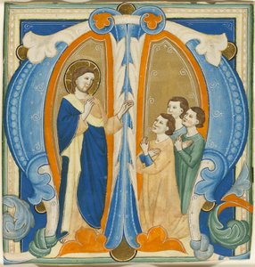 Le Christ bénit trois jeunes gens, initiale M d