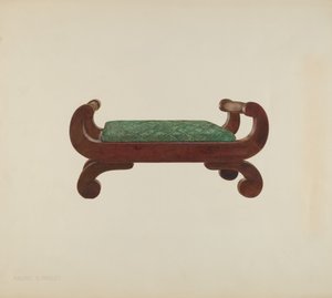 Tabouret - Acajou avec revêtement en crin de cheval, vers 1939