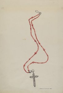 Perles de corail et crucifix, c. 1937 - Majel G. Claflin