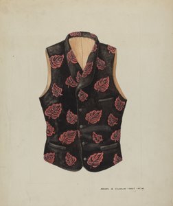 Gilet en velours brodé, vers 1937 - Majel G. Claflin