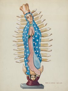Santo en bois de Guadalupe ou Bulto - Majel G. Claflin